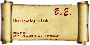 Beliczky Elek névjegykártya